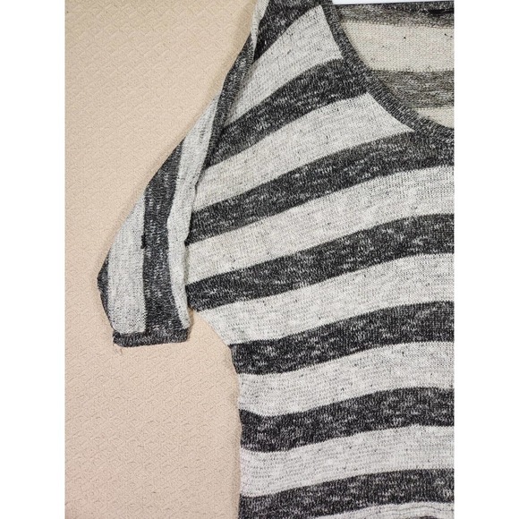 Soprano Shirt Womens Large L Knit Made In USA Striped Dolman‎ Sleeve 3/4 V Neck - Picture 5 of 12
